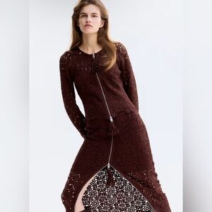 H&M CROCHET-LOOK CHOCOLATE BROWN SKIRT